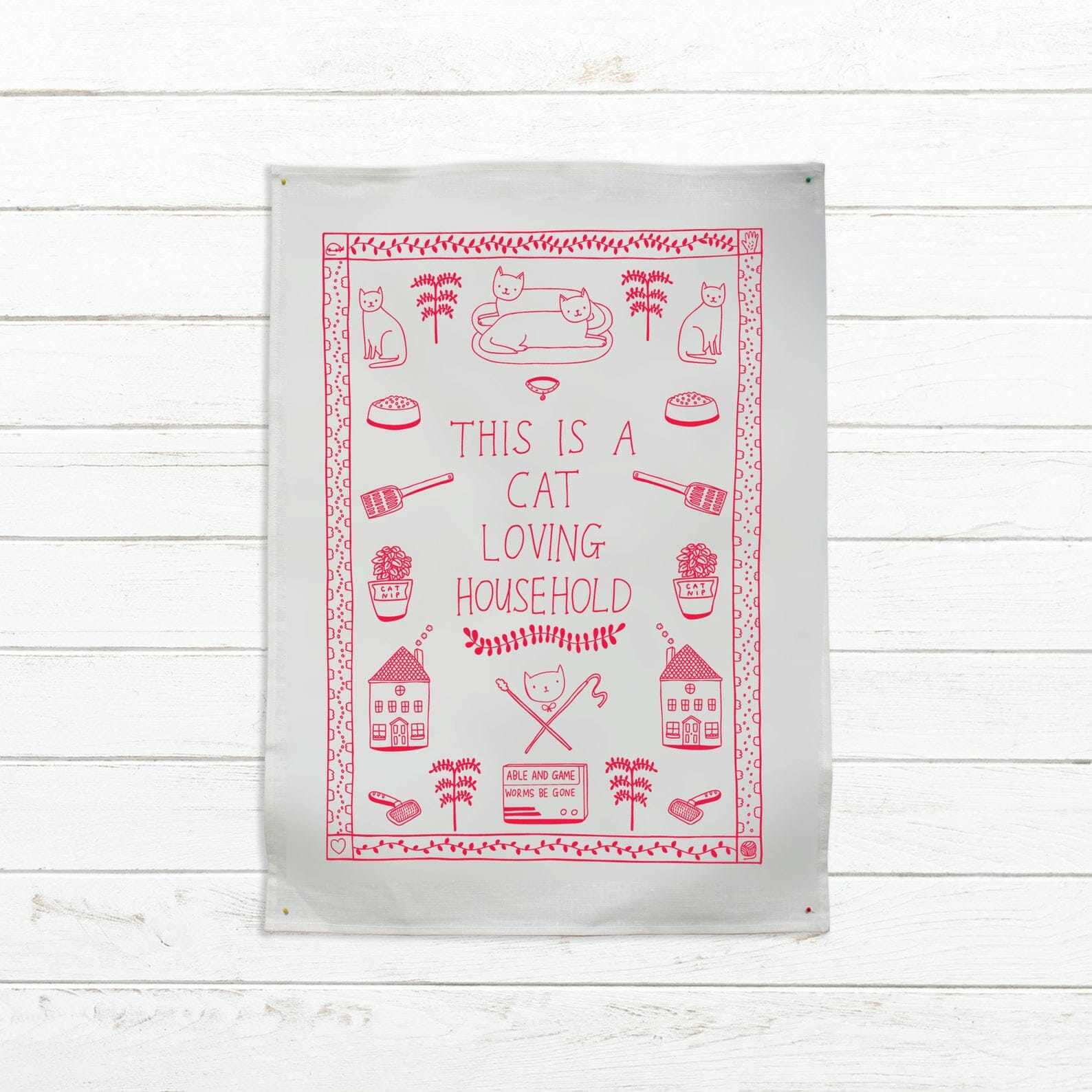 This is a cat loving household - tea towel
