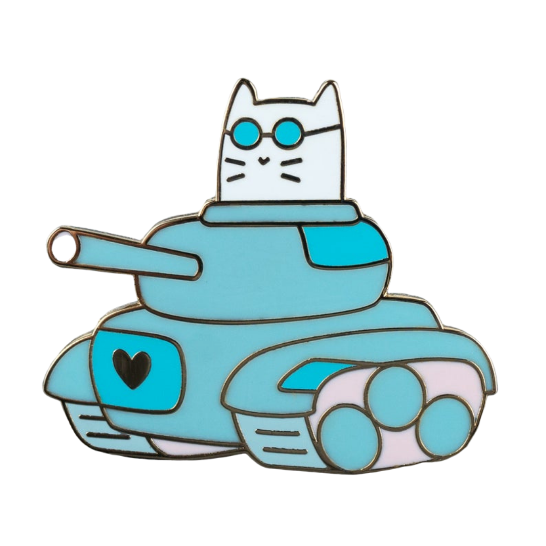 Blue Tank Cat Hard Enamel Pin