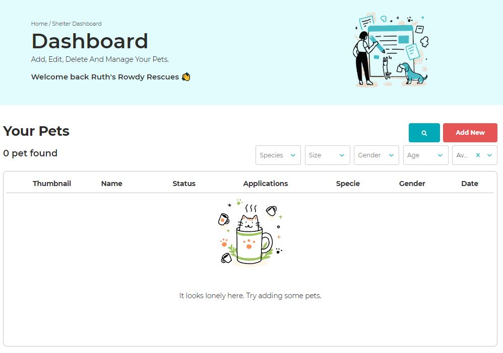 shelter dashboard